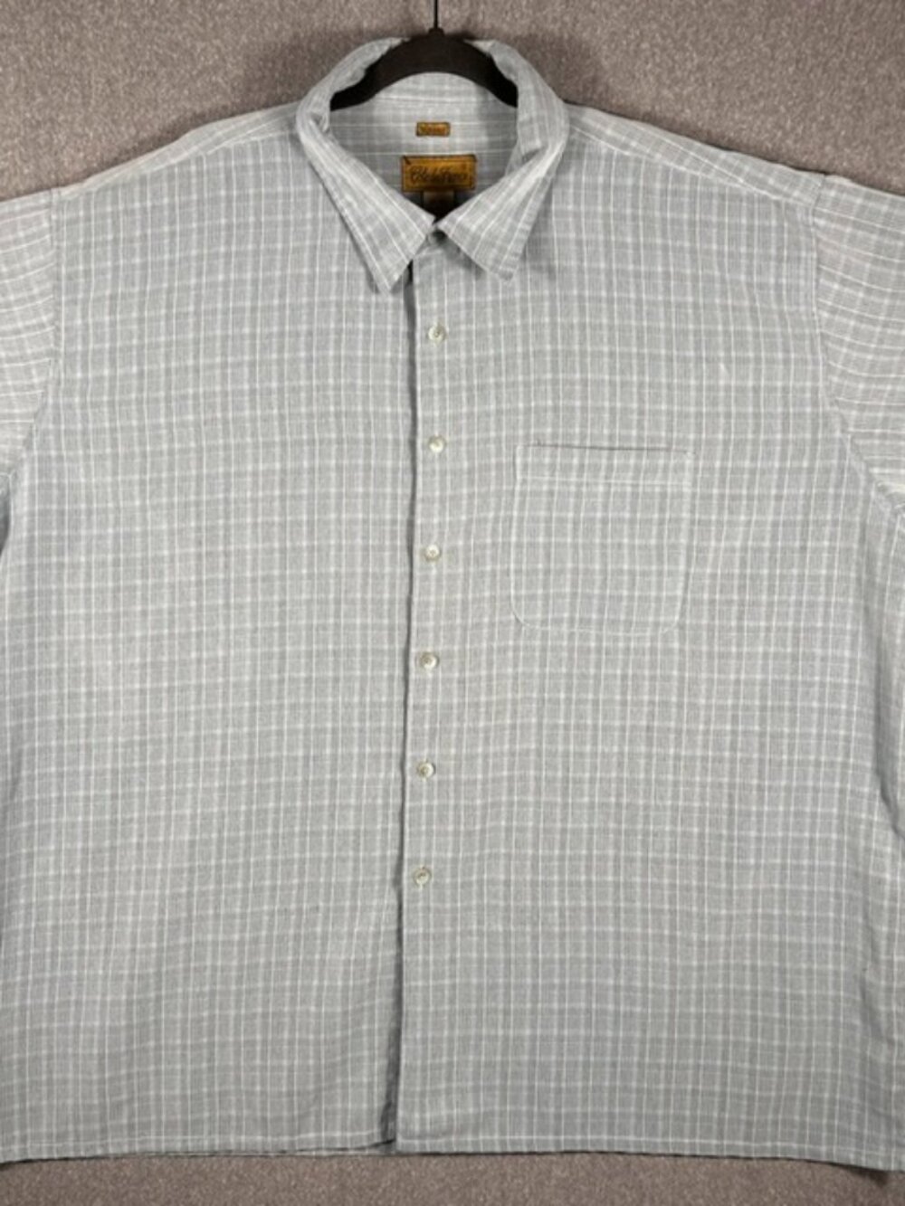 Cote de France Button Down Mens 3X Big Blue Gray Stripe Short Sleeve Shirt - EUC